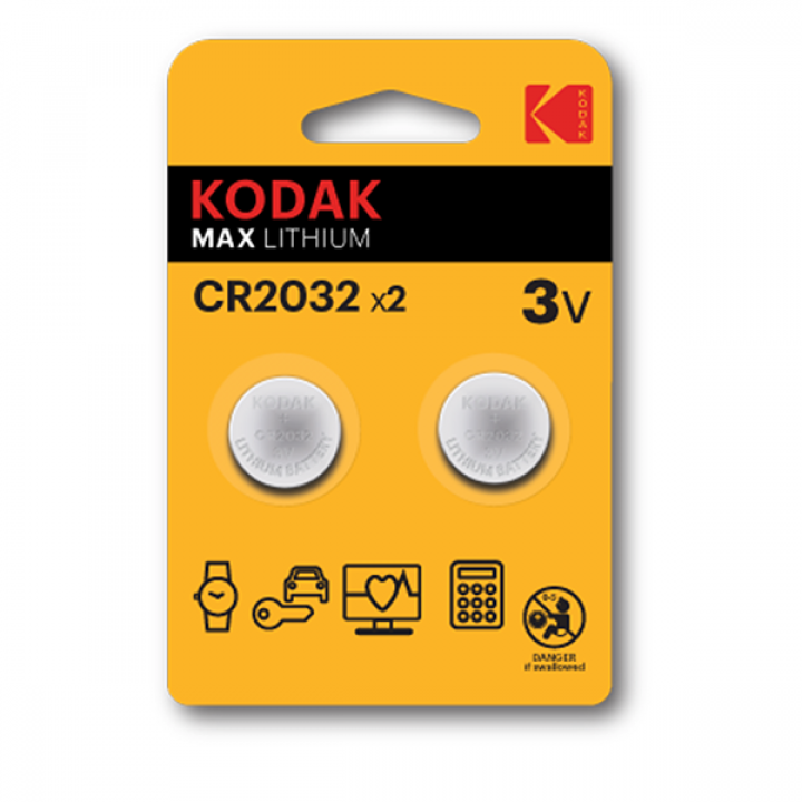 Аккумуляторная батарея Kodak CR2032-2BL MAX Lithium (60/240/43200)